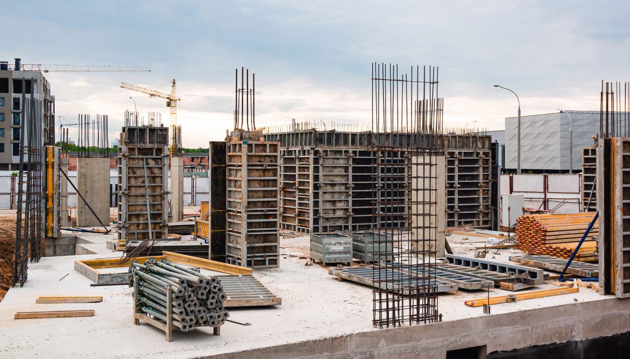 formwork for the concrete foundation, building site, horizontal, outdoors