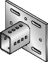 MIC-SH pagrindo plokštė (skirta MI-120) Karštai galvanizuota (HDG) pagrindo plokštė, skirta tvirtinti MI-120 sijas prie plieno esant sunkioms apkrovoms