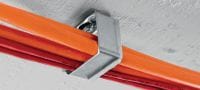 Metalinis kabelių laikiklis X-ECH-FE MX Metalinis kabelių pluoštų laikiklis, skirtas naudoti su vinimis juostose arba inkarais, ant lubų arba sienų Aplikacijos 5
